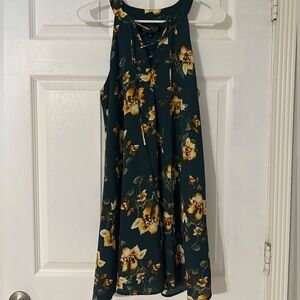 Green Floral Halter Dress